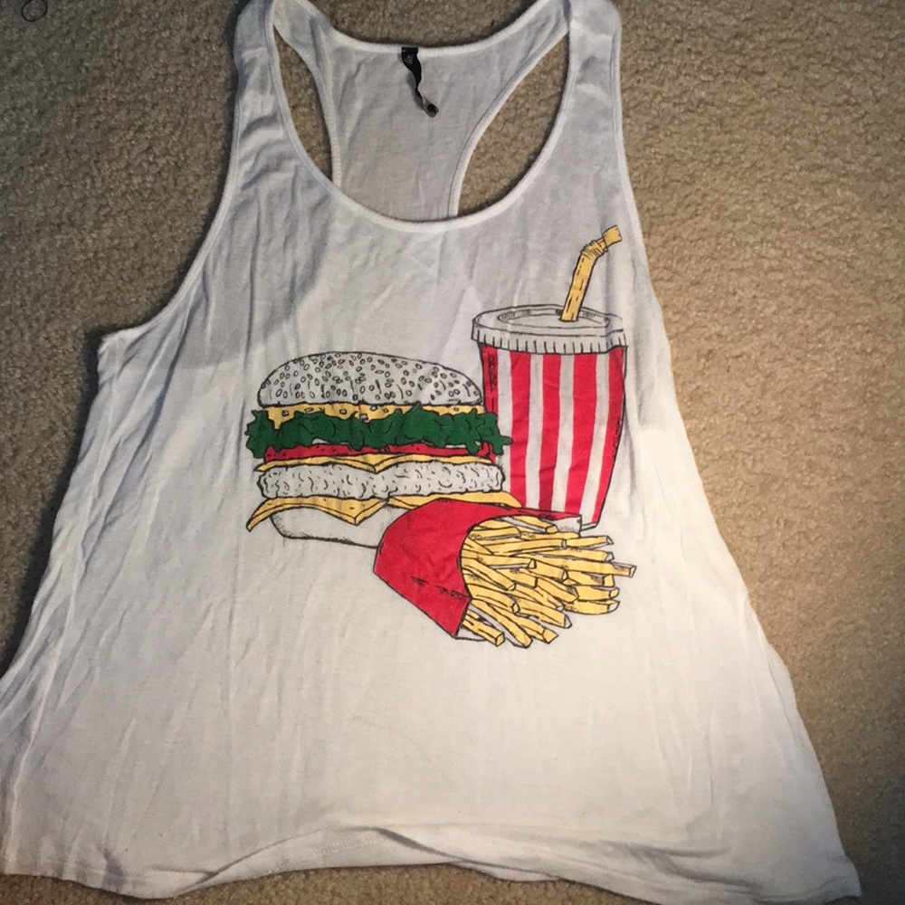 Fries and Burgers white Racerback Tank